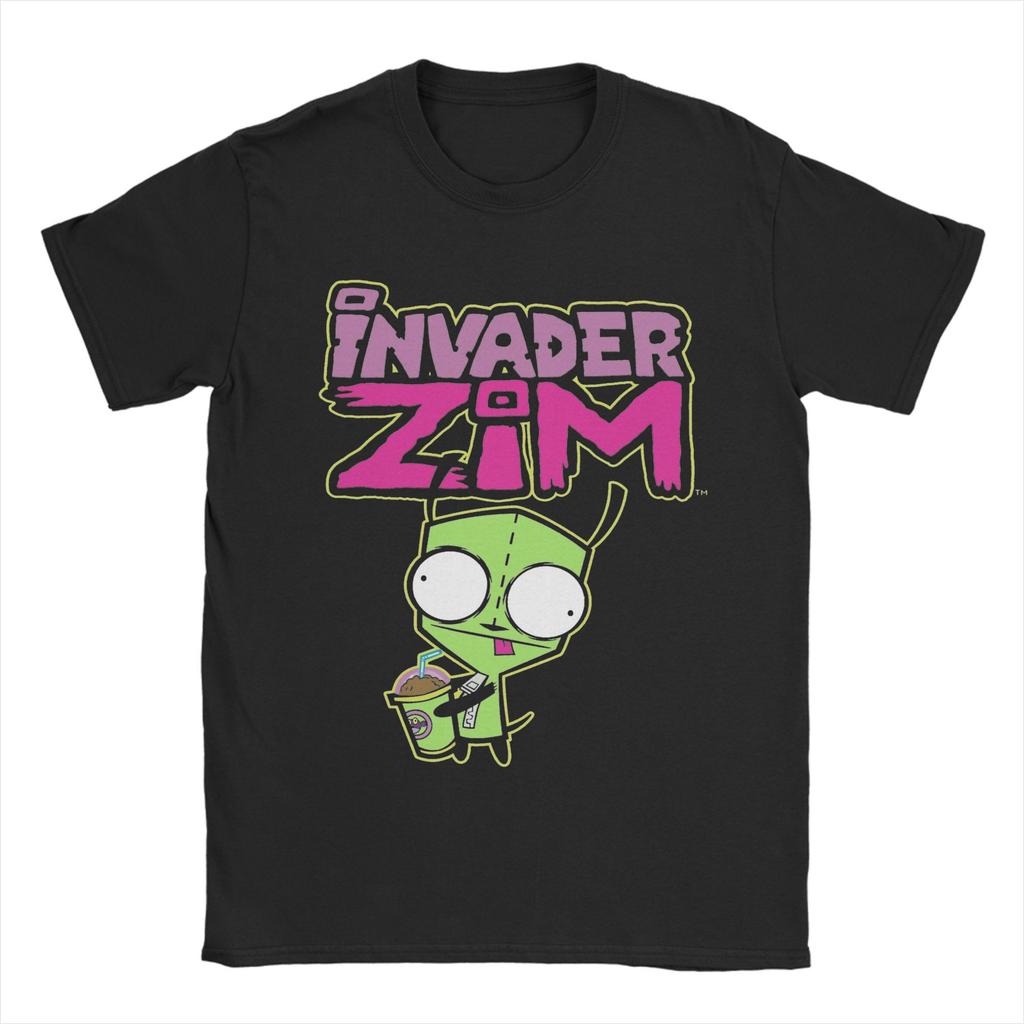 Funny Invaders Zims GIR T Shirt Men's Cotton Short Sleeve Crewneck Summer Clothes