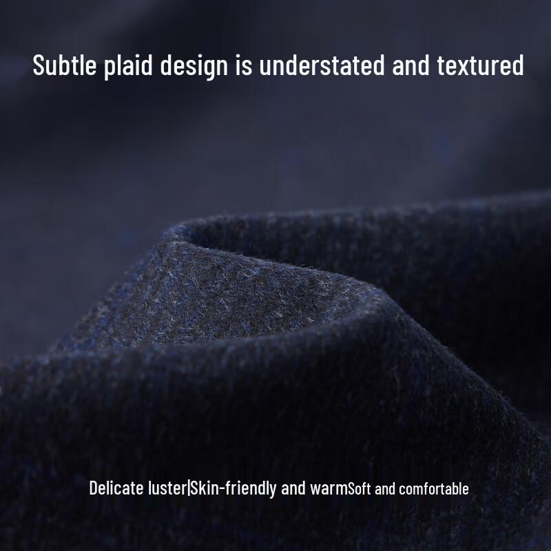 EMZ Erdos Men's Plaid Wool Cashmere Lapel Coat