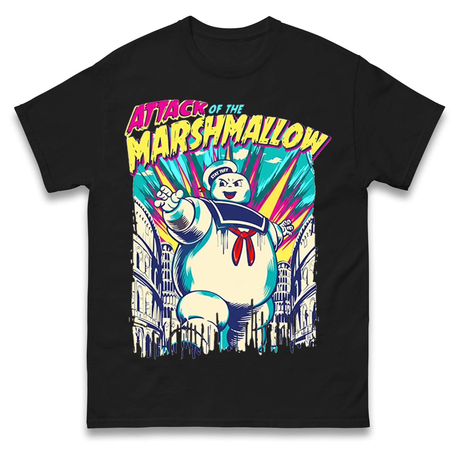 Attack Of The Marshmallow Ghost Busters Mens T Shirt Womens Tops Tees 4XL