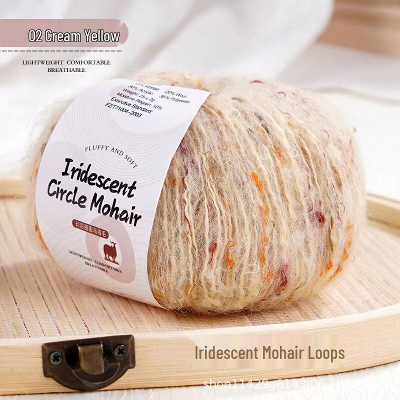 Iridescent Rainbow Mohair Silk Yarn - Hand-Knitted Hat, Sweater, Scarf, Shawl, and Coat Crafting Material
