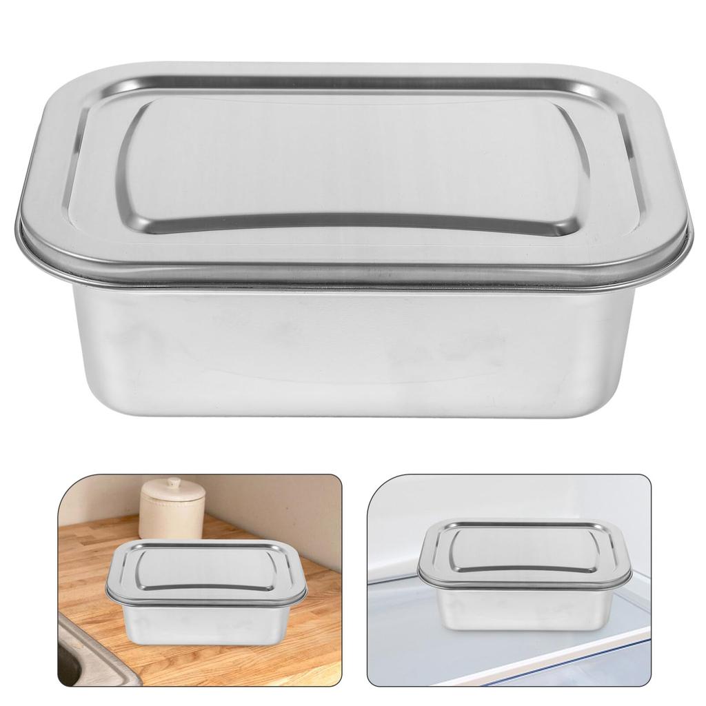 HOLIDYOYO Ice Cream Container with Lid, 51 Oz, Stainless Steel, for Homemade Ice Cream Storage, Freezer Safe, Kitchen Food Storage Box