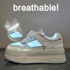 New Summer White Shoes for Female Students' Thick-soled High-rise Shoes Breathable Casual Street Photography