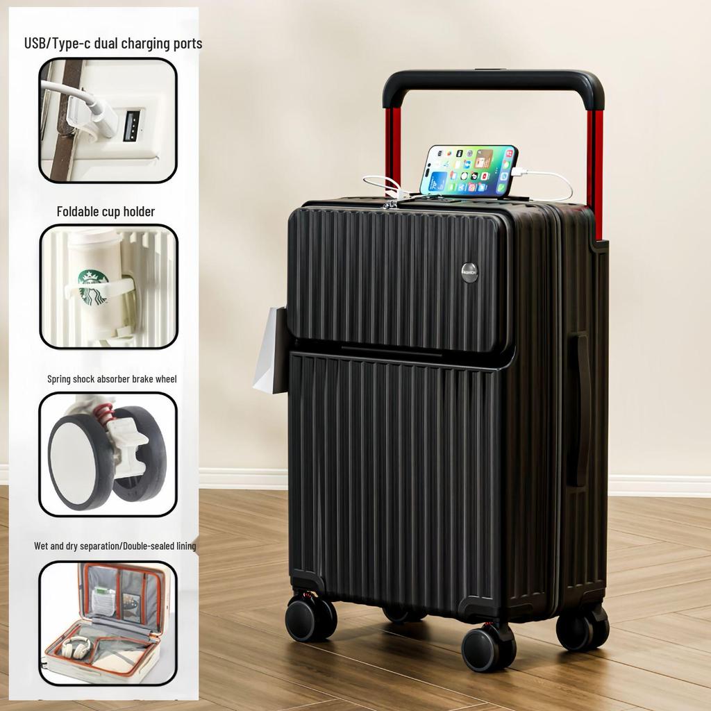 2025 Breite Deichsel Frontöffnung 20-Zoll Koffer & 26-Zoll Anpassbarer Universalrad-Trolley