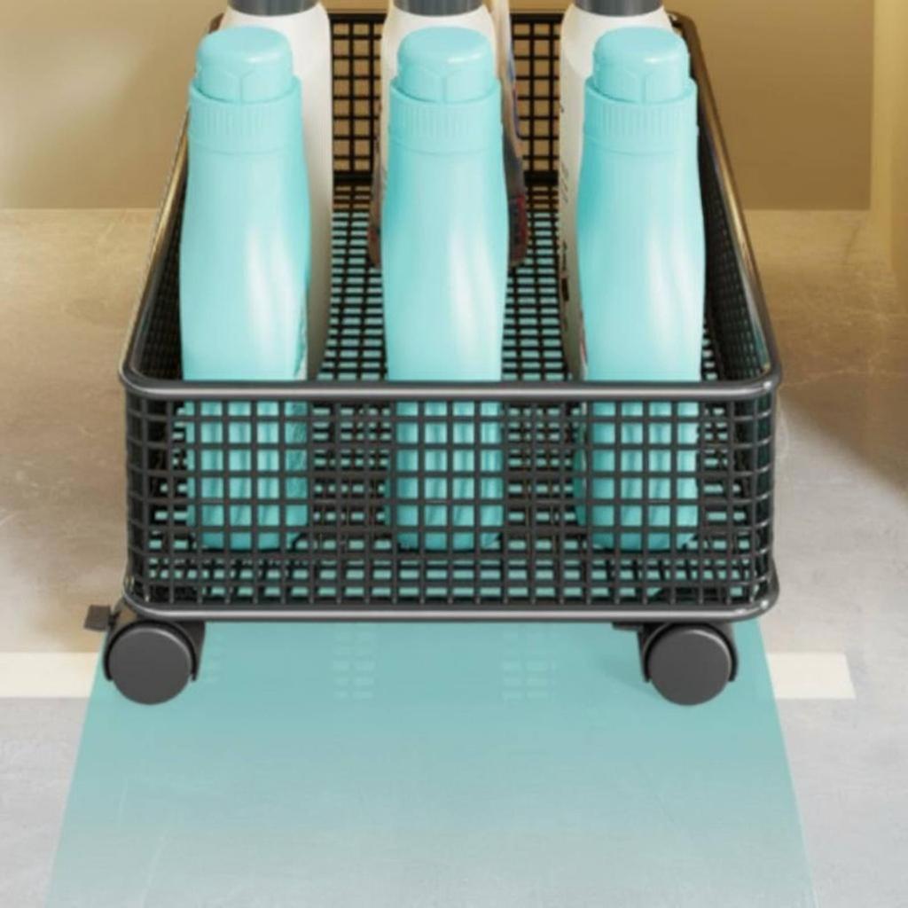 Rolling Storage Cart with Wheels, Metal Mesh Bathroom Organizer Trolley for Laundry Room