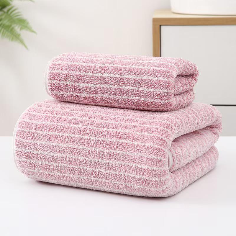 New Coral Velvet Star Bath Towel: Double-Sided, Thick, Soft, Absorbent, Striped, Vacuum Packed. 30*30 (Washcloth) розовый