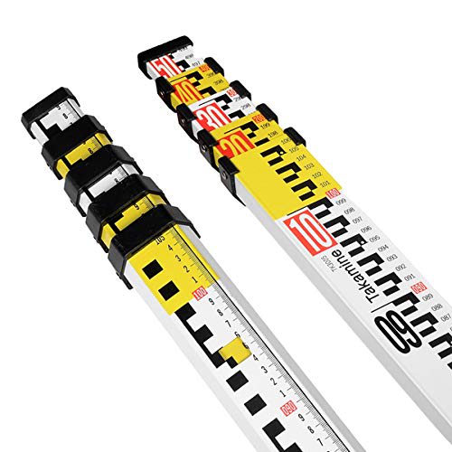 5m Aluminum Staff, Aluminum Frame, 5m, 5 Sections, Yellow/White, Telescopic Ruler, Millimeter Graduations, Aluminum RAB Cord Staff, 5m Measuring Tool