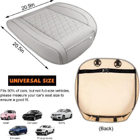 Augeny Car Front Bottom Seat Cover, Leather Auto Front Seat Full Wrap Protection Cushion, Anti-Slip Seat Cover Pad Fit for 95% Vehicles, Universal