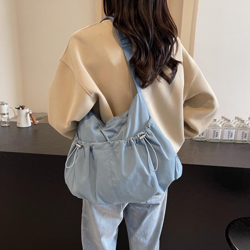 Τσάντα Ώμου με Κορδόνι Σύσφιξης Μονόχρωμη Γυναικεία Τσάντα Χιαστί Τσάντα Ταξιδιού