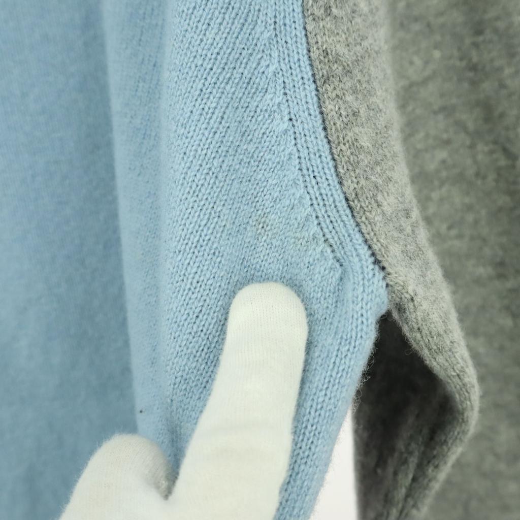 LACOSTE wool One-point logo crazy pattern Long sleeve sweater multicolor Men's Used