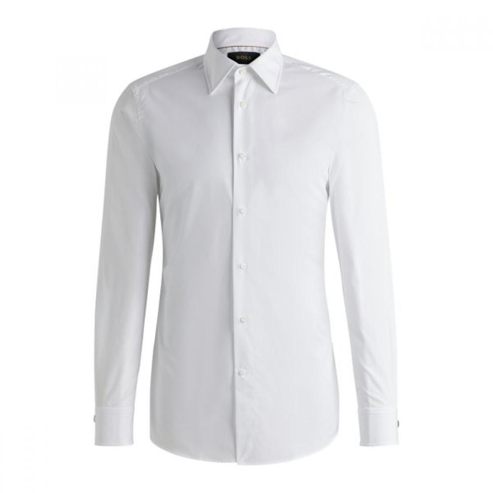 Boss Italian Cotton Poplin Slim Fit Shirt White 50525367100