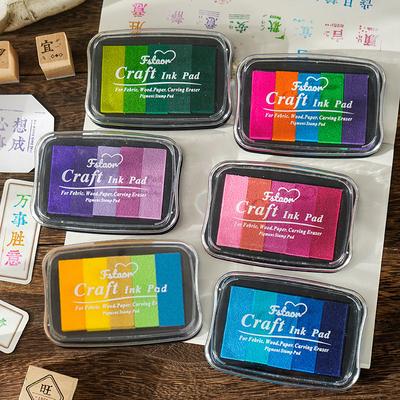 5-Farben-Farbverlauf-Stempelkissen Tragbar Langlebig für DIY-Notizbuch Einladungen Einladungen Dekorieren Kinder-Fingermalerei