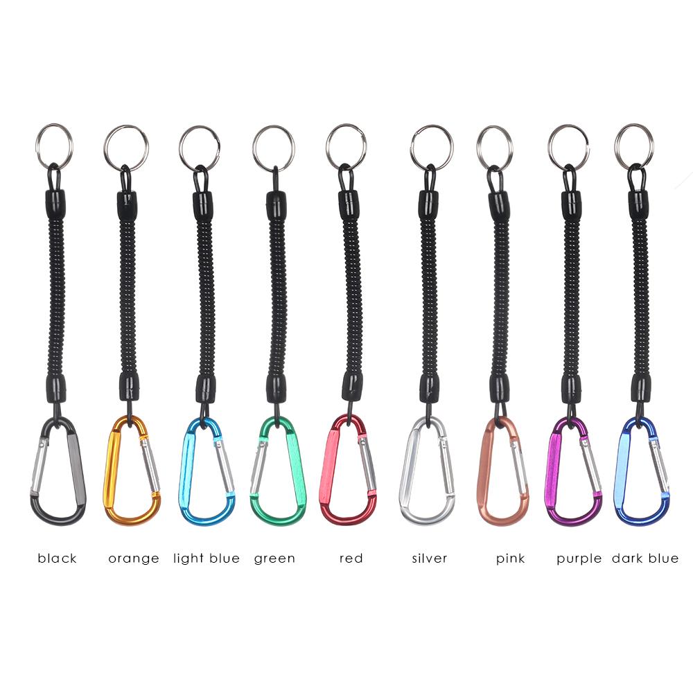 Tether Anti-lost Phone Keychain Camping Carabiner Portable Fishing Lanyards Spring Elastic Rope