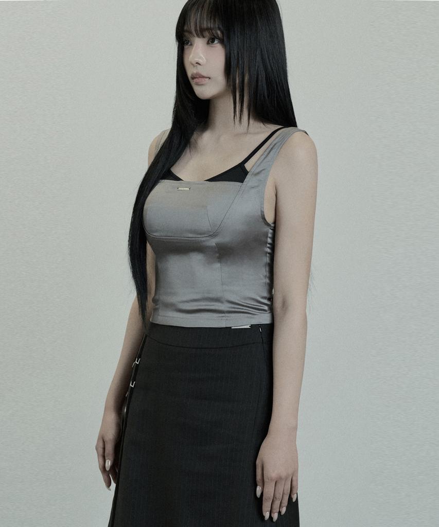 ETRE AU SOMMET Baret Layered Tank Top (Charcoal)