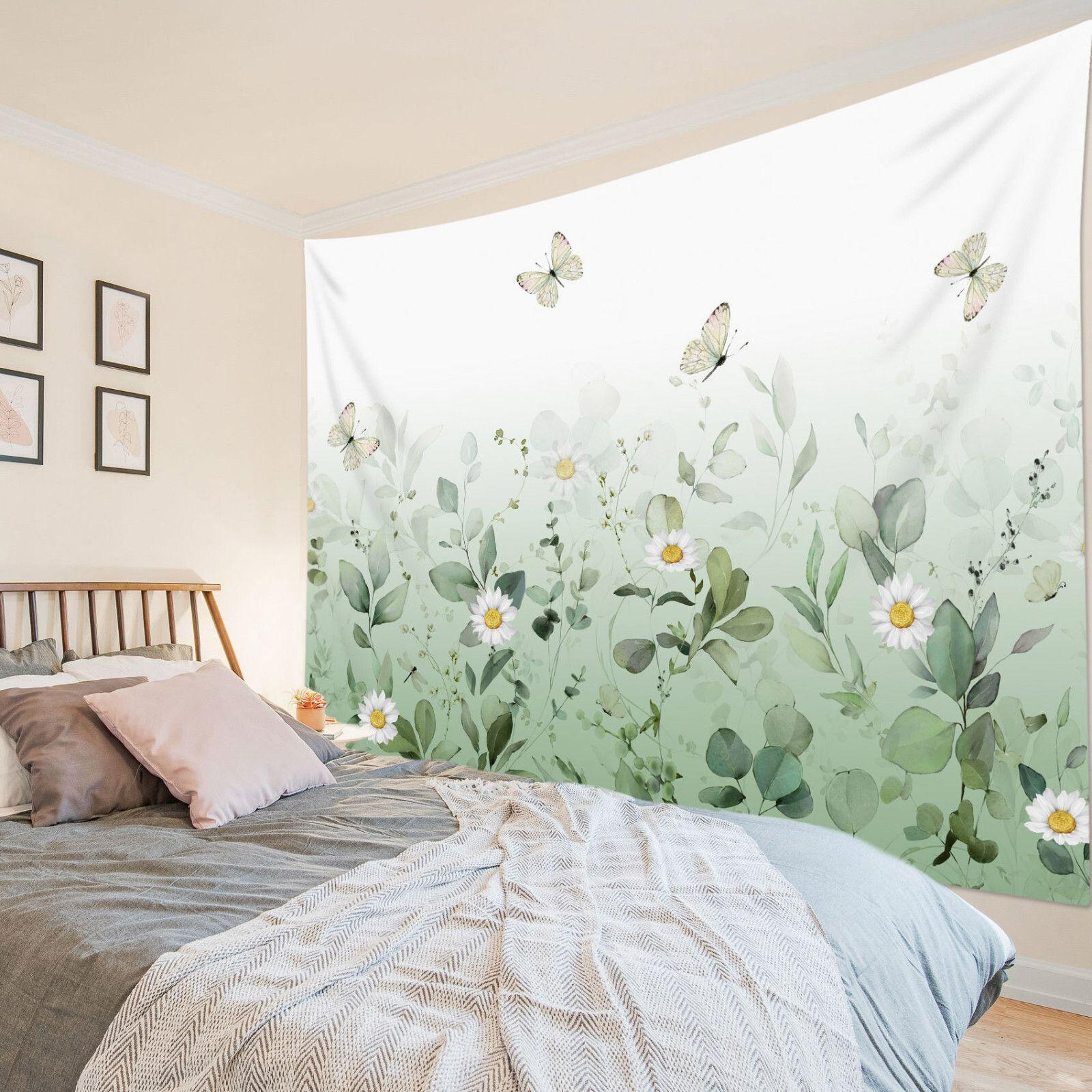 Tapestry sage green butterfly daisy floral 75x100 чёрный