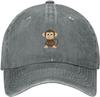 Black Naughty Little Monkey Printed Washed Cowboy Baseball Cap for Adults Stylish and Breathable Hat