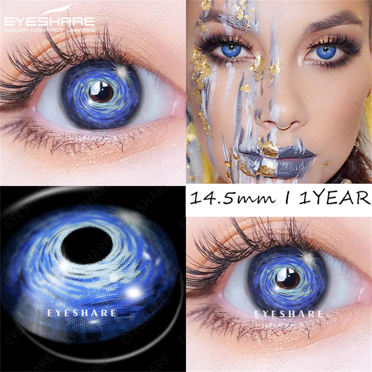 

Eyeshare 1 пара цветных контактных линз для глаз Аниме Косплей Цветные линзы Хэллоуин Сумасшедшие линзы Красота глаз Линзы для макияжа