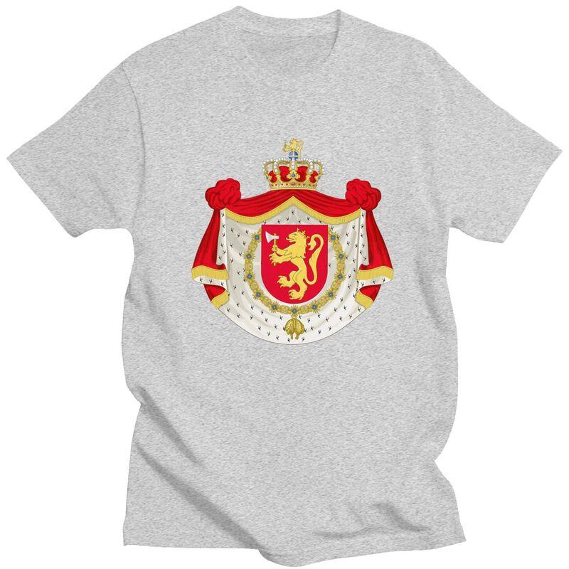 Custom Coat Of Arms Of Norway T Shirts Men Pure Cotton Tee Tops Norwegian Flag Tshirt Short Sleeve Casual Tshirt Clothing