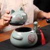 Ceramic Tea Jar Creative Home Cat Moisture-proof Sealed Jar Wealth and Wealth Promotion Ornament Coffee Bean Storage Jars
