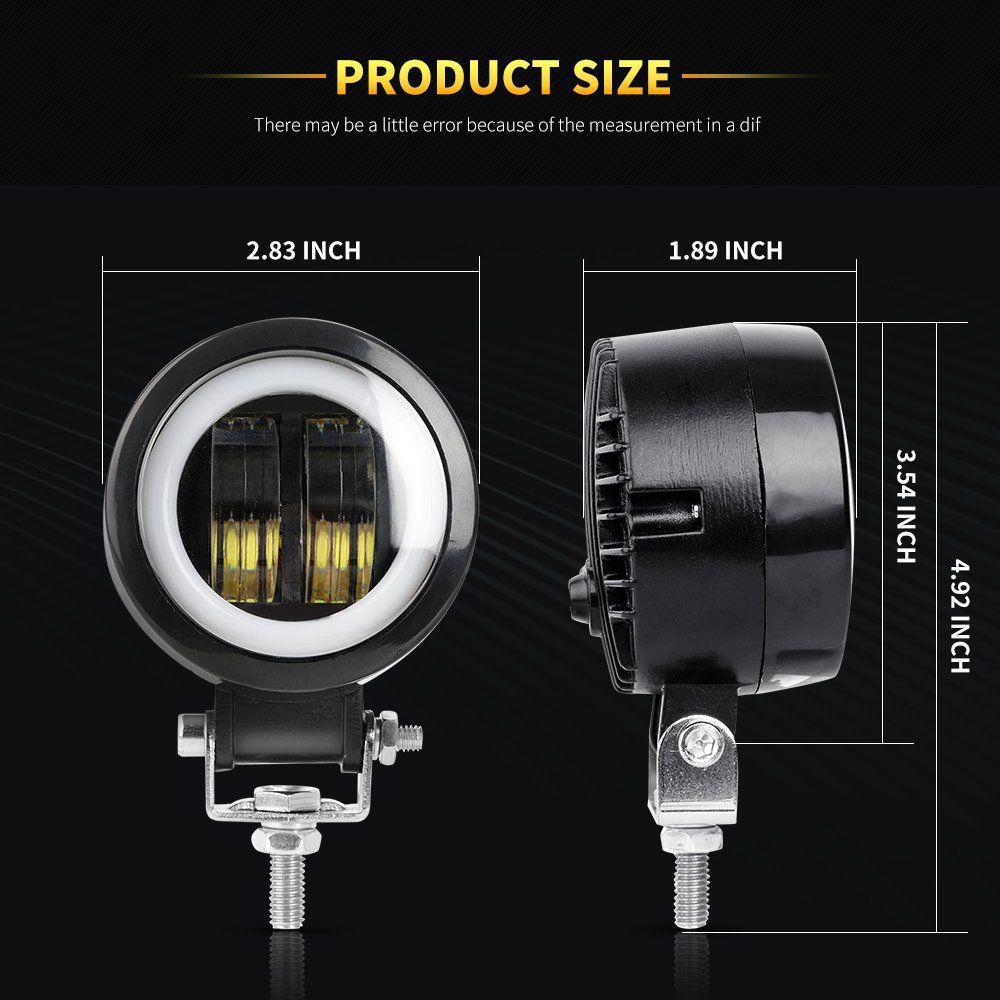 20W Motorcycle LED Work Light & Headlight with Fog Light and Angel Eye Aperture