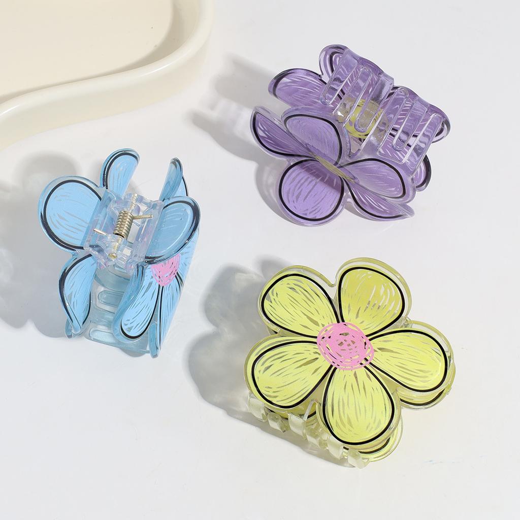 1pc Manga flower hair clip, girlish style, disheveled temperament, grabbing clip, internet celebrity, large shark clip