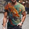 3D Tiger Print T Shirt for Men Boutique Animal Graphic T-Shirts Summer Trend Harajuku Short Sleeve Leisure O-neck Tops