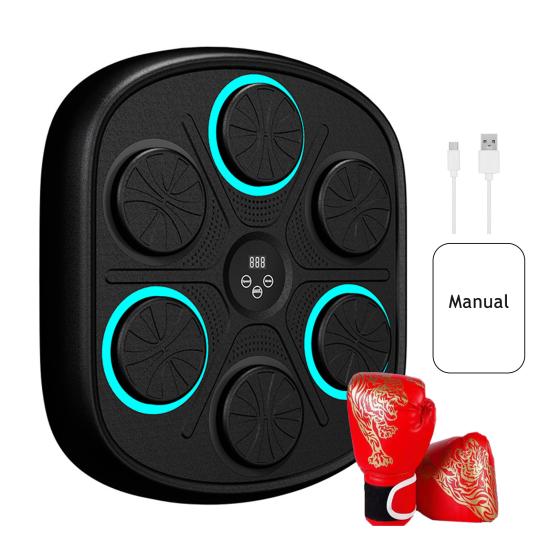 Smart Music Boxing Machine Wall Mounted Speed Modes Adjustable Electronic LED Boxing Training Target Punching Pad Home Gym Workout Equipment