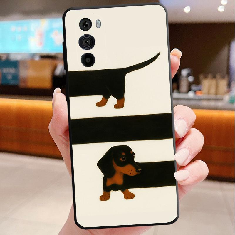 Phone Case For Motorola Edge 60 50 40 Pro 60 50 40 30 Ultra Neo Fusion Moto G Stylus G Cute Cartoon Dachshund Dog