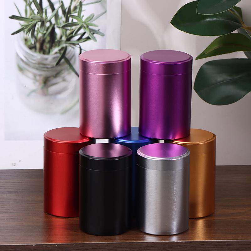 Mini Portable Aluminum Alloy Sealed Jar Travel Moisture-Proof Solid Color Nut Candy Food Storage Container Tea Can