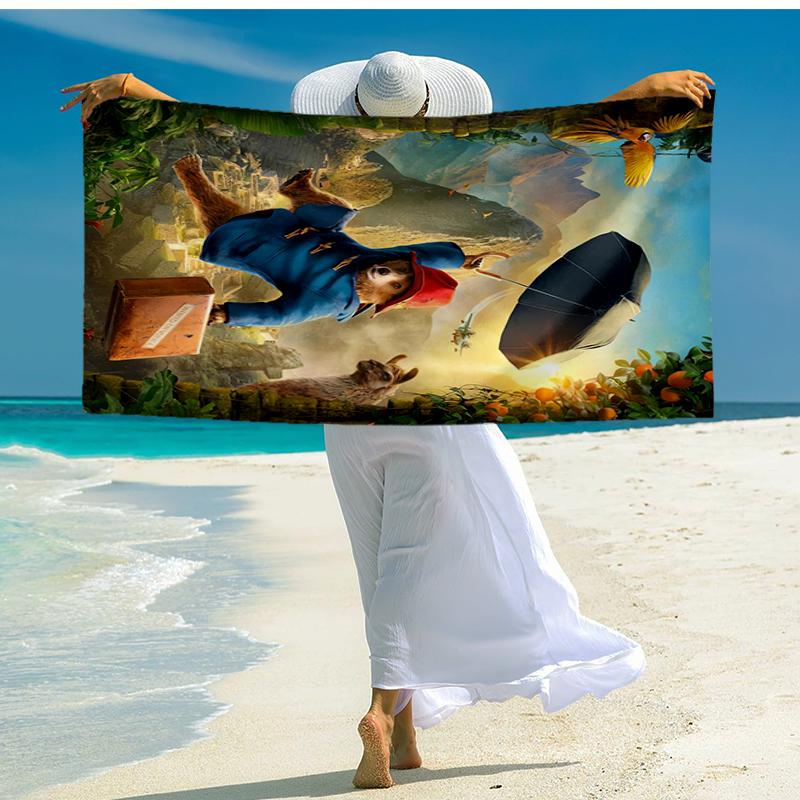 Ultra-Soft Beach Towel with Paddington Bear Theme,Ideal for Pool - Camping, Diving - Perfect Travel Essential, Vibrant Beach Towel.