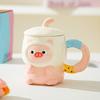 Cute Cute Cartoon Piggy Ceramic Mug with Lid for Girls' Birthday Girlfriends Practical Souvenir Gift Box