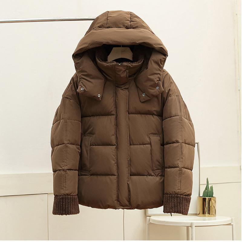 Splicing Cotton Clothes Women's Short Cuffs Splicing Lamb Wool Splicing 2025 New Winter Jacket