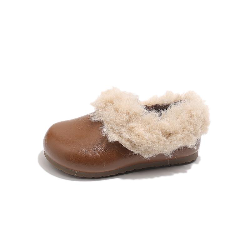 Winter-Plüschschuhe im Birkenstock-Stil für Mädchen: Warme Baumwoll-Hausschuhe mit dickem Sohle und Samt