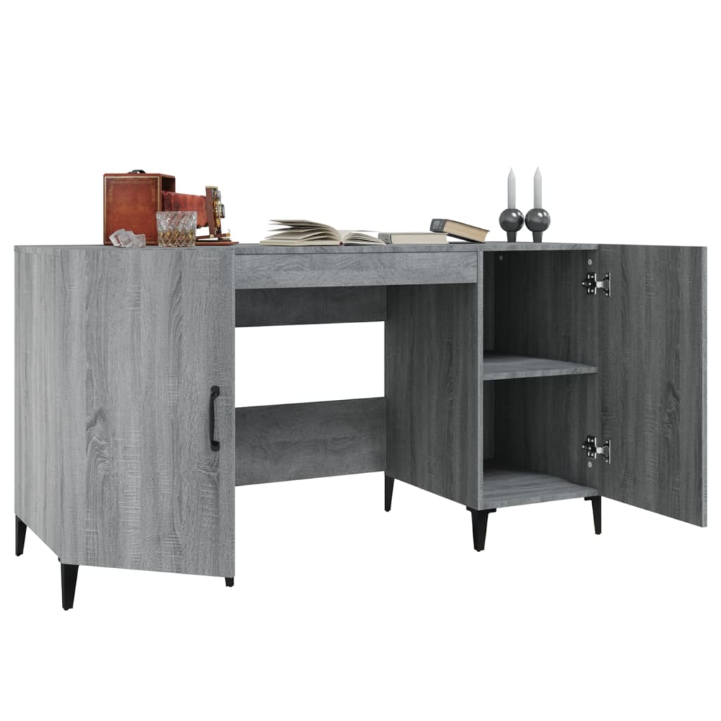 Desk Grey Sonoma 140 X 50 X 75 Cm Engineered Wood