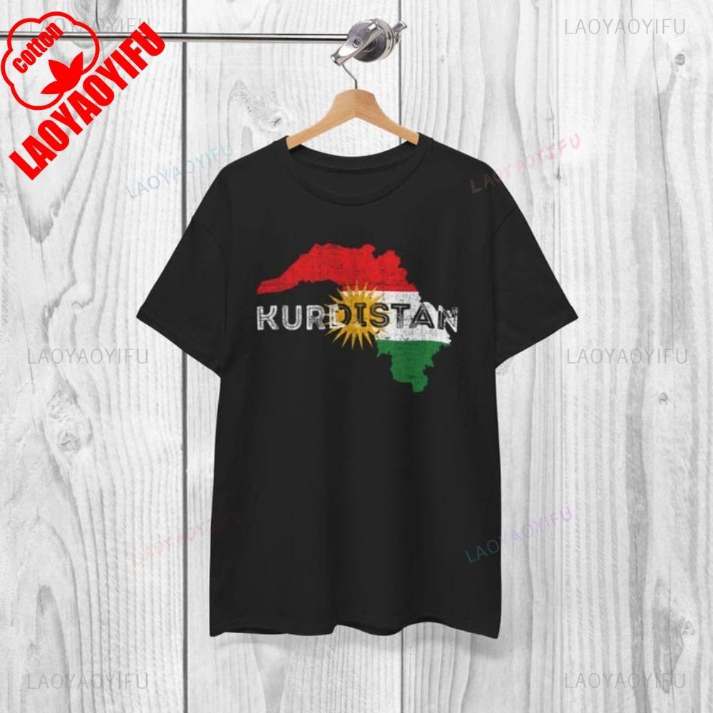 Vintage Kurdistan Kurdish Cotton Tshirt Graphic Street Clothing Short Sleeve Crewneck Summer Style Clothing Y2K Clothing