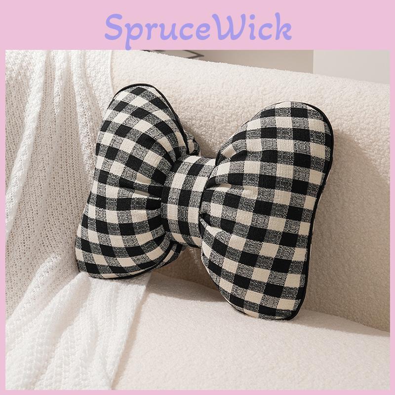 Creative Checkered Bow Cushion For Home Decor And Lounge Comfort