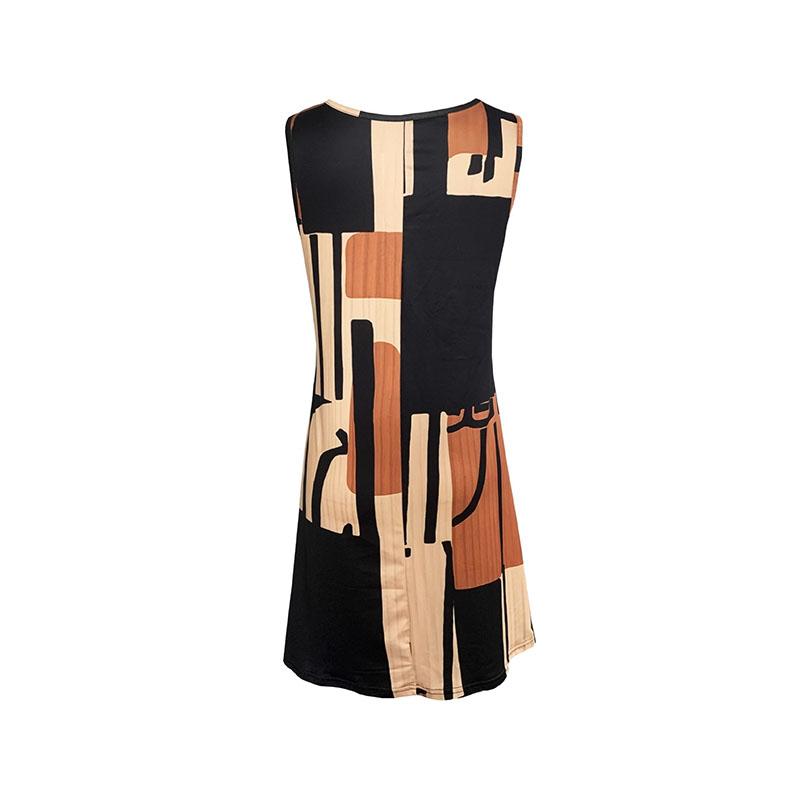 Boho Color Block Print Halter Dress – Summer Dress for Festival, Vacation & Street Style