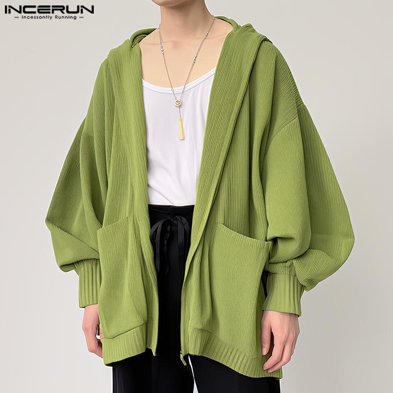 

INCERUN Большие мужские весенние пальто с капюшоном и молнией с длинными рукавами