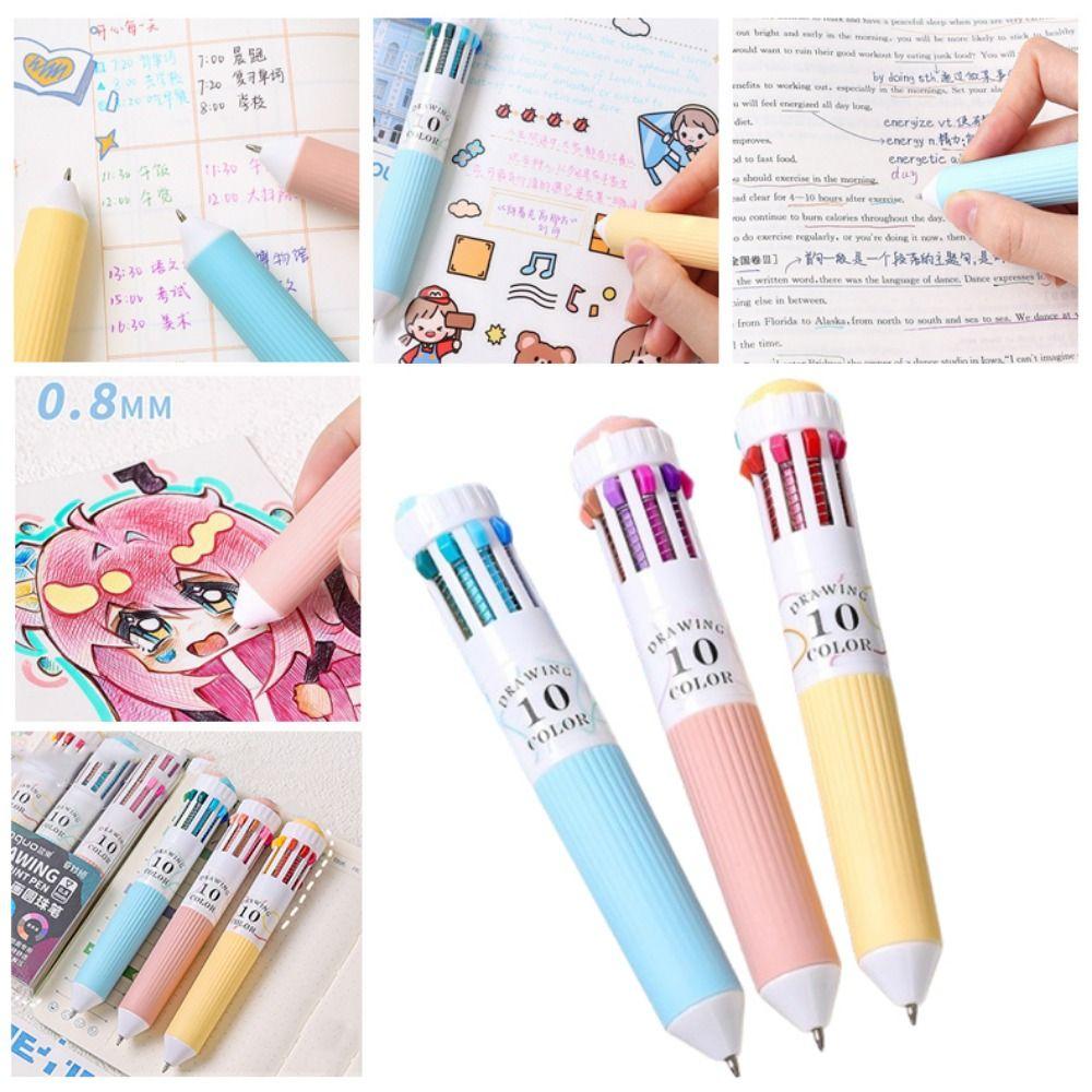 3Pcs/Set 10 in 1 Mechanical Ballpoint Pen Creative Multicolor Retractable Pen  Writing Supplies