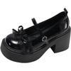 Retro Black British Style Thick High-heeled Small Leather Shoes Women's 2025 New Summer Skirt High-end Mary Jane Shoes