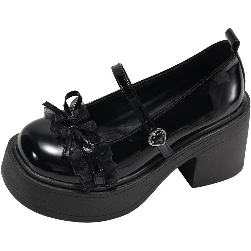 Retro Black British Style Thick High-heeled Small Leather Shoes Women's 2025 New Summer Skirt High-end Mary Jane Shoes