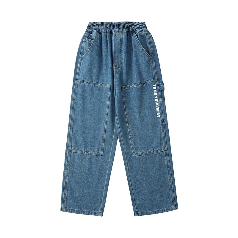 

Детские модные рваные джинсы DK: Классная одежда на весну и осень, свободные брюки Daddy для мальчиков и девочек 150