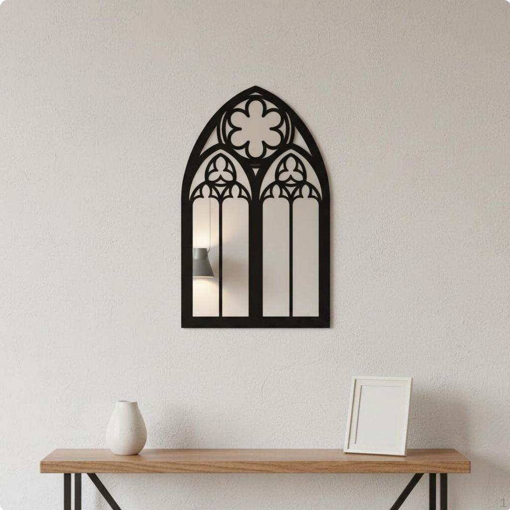 Gothic Window Mirror Self Fake Sticker Easy to Install Opp Bag Mz477a