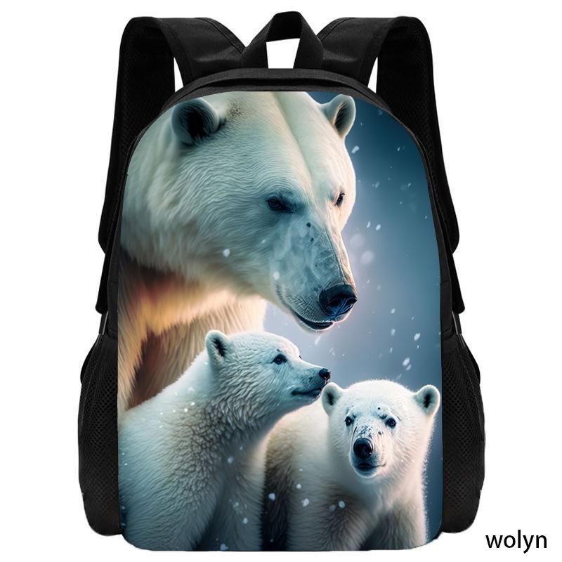 Polar bear pattern simple and cute backpack student schoolbag computer bag
