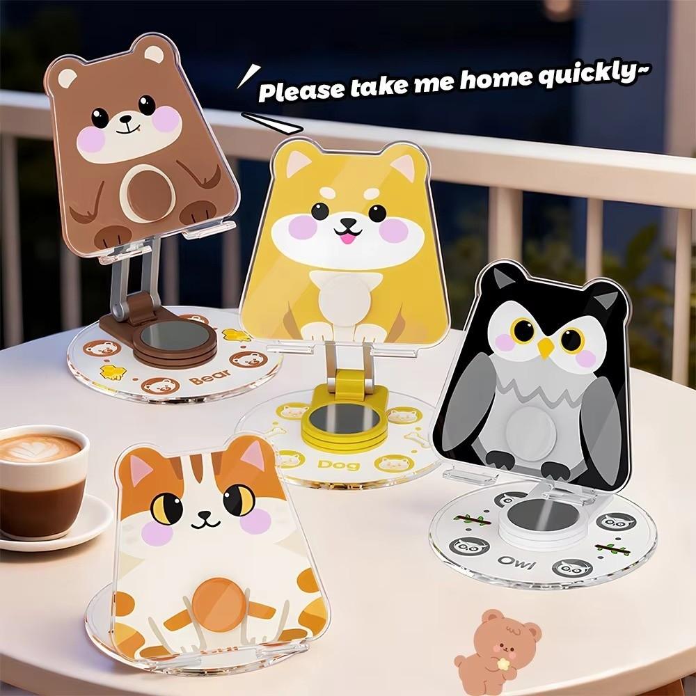 Acrylic Animal Phone Stand 360° Rotatable Phone Bracket Universal Cell Phone Holder Home Office