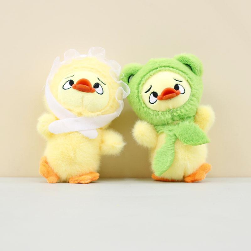 Fluffy Plush Annoying Duck Keyring Short Plush Animal 14cm Fun Desk Accessory