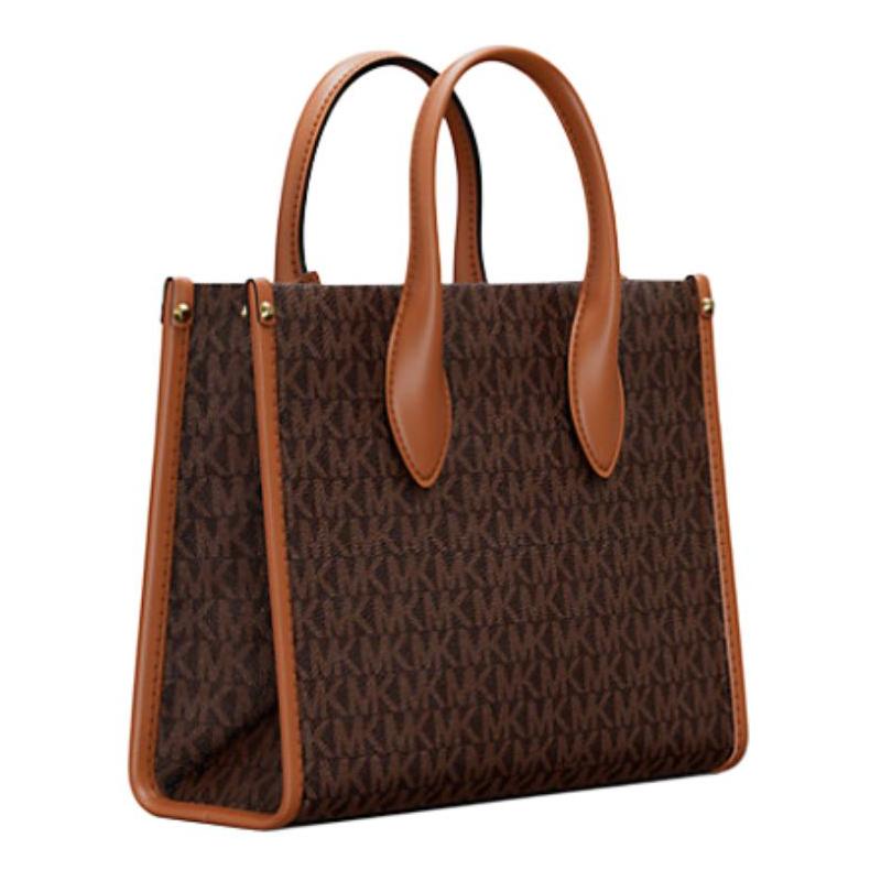 MICHAEL KORS Mirella Signature Logo Coated Canvas Tote Bag Shopping Bag Handbag Small Women's Brown