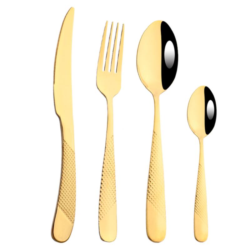 4Pcs Colorful Stainless Steel Dinnerware Cutlery Set Dinner Tableware Set Luxury Flatware Fork Knife Spoon For Wedding