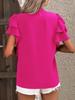 2025 Women's Summer V-Neck Casual Shirt with Double-Layer Ruffle Sleeves