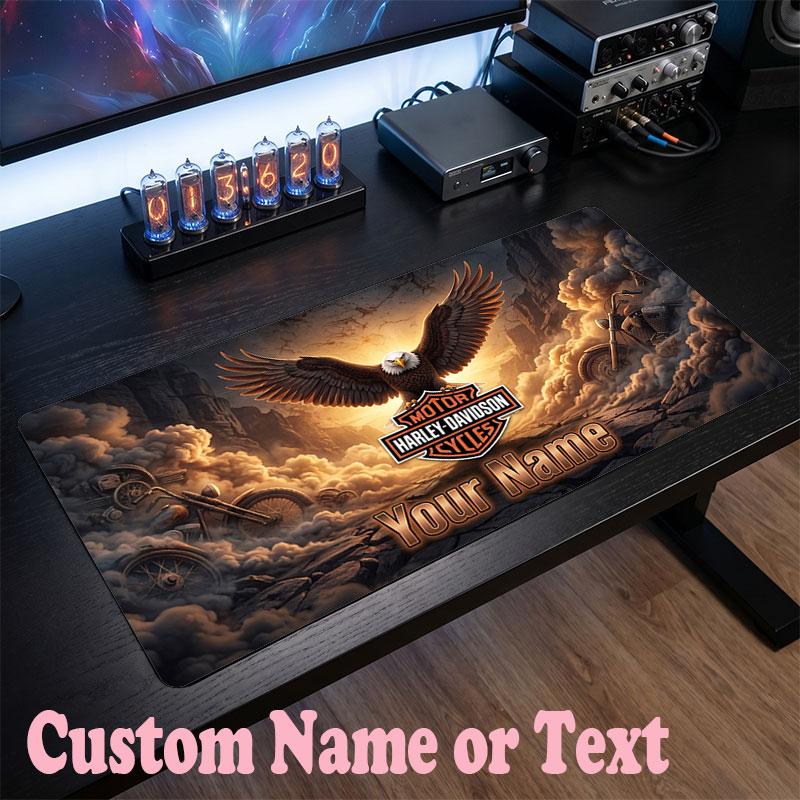 Harley-Davidson Customized Name Text Mouse Pad, Large Desk Mouse Mat Personalized Home Office Present