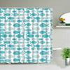 Colorful Cartoons Fish Shark Shower Curtains Ocean Life Children's Bathroom Home Decor Cloth Curtain Set Waterproof Bath Screens
